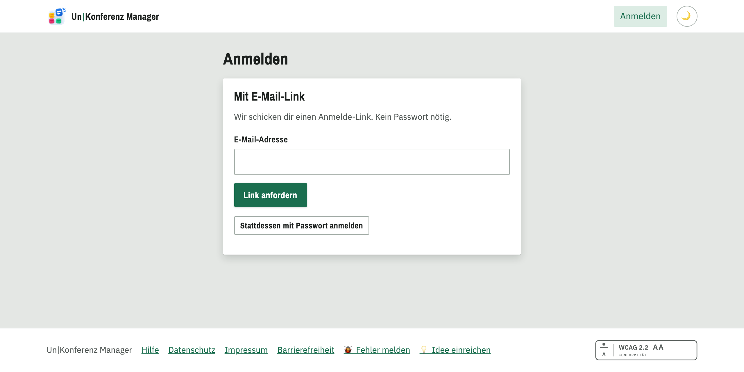 Die Anmeldung mit Passwort