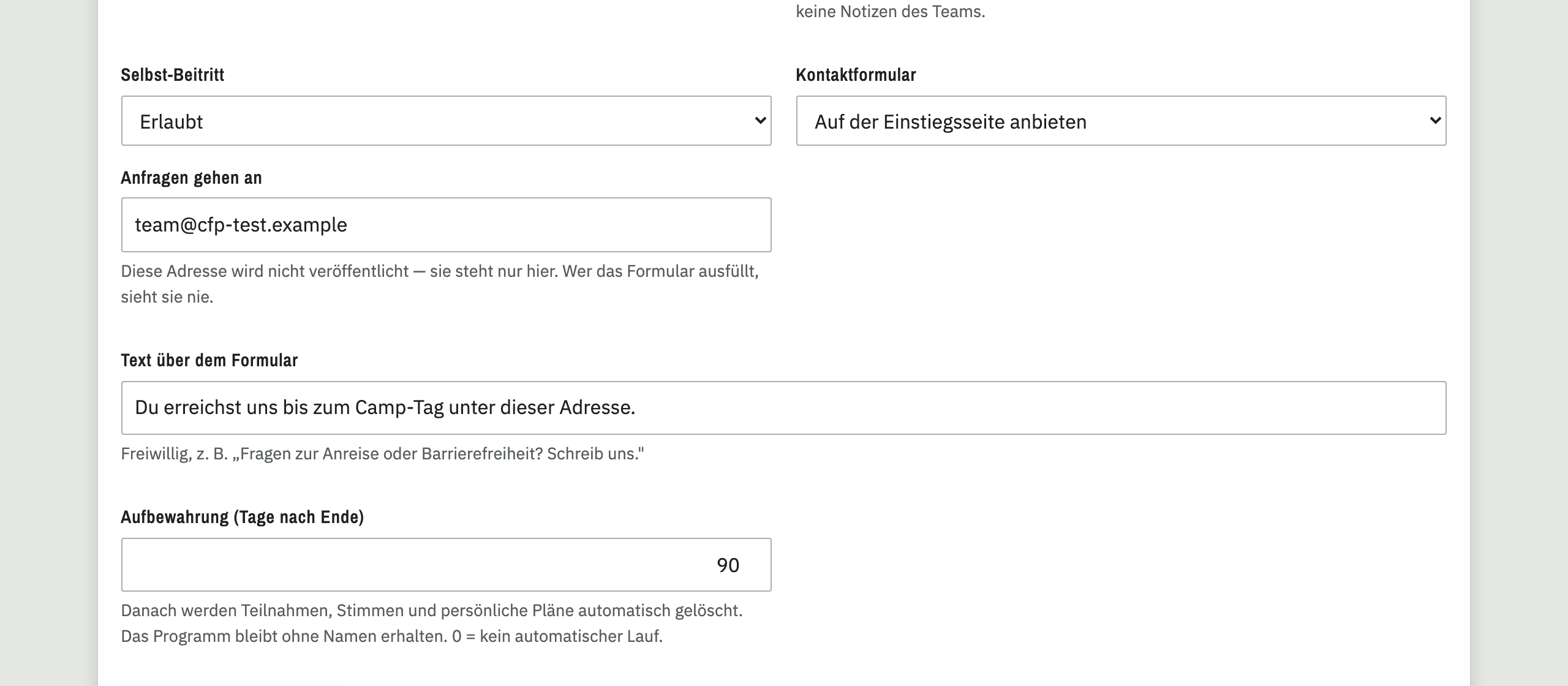 Kontaktformular einrichten